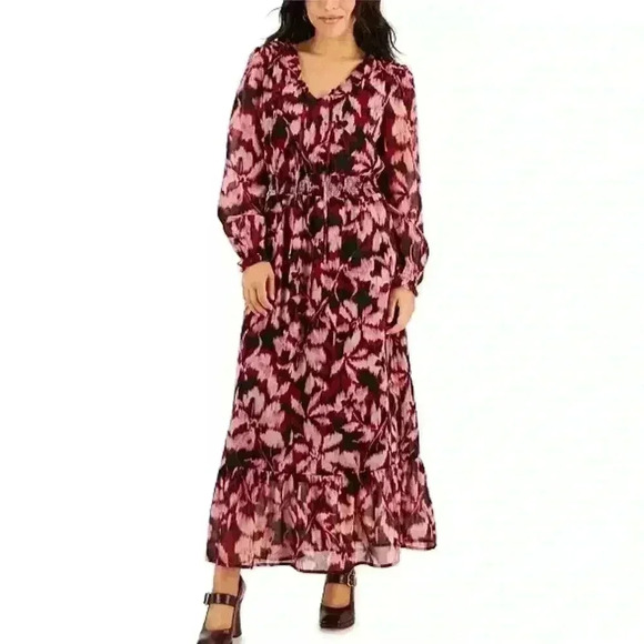 Pink Rose Dresses & Skirts - Harlow & Rose‎ Women’s Petite Smocked Ruffled Hem Maxi Dress Petite Large